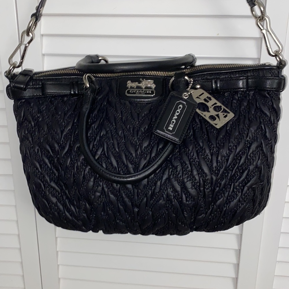 Coach Quilted Chevron Sophia Madison Nylon Satchel H1276-F18634 70th Ann…